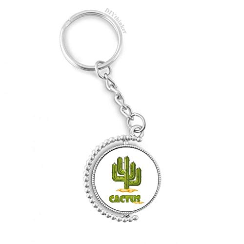 Porte-clés cactus rotatif 1,2 x 3,5 pouces en métal robuste multicolore
