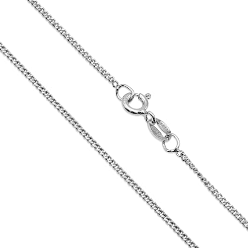 Aka Gioielli® - Collier Enfant (4-12 ans) Chaîne Fille Argent Fin Sterling 925 Rhodié - Maille Gourmette 1.3 mm - longue 35 cm