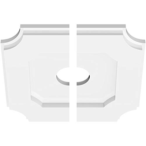 Image of Ekena Millwork CMP10LE2-02000 Locke Architectural Grade PVC Contemporary, Two Piece Urethane Ceiling Medallions 10 inchOD x 2 inchID x 6 inchC x 1 inchP