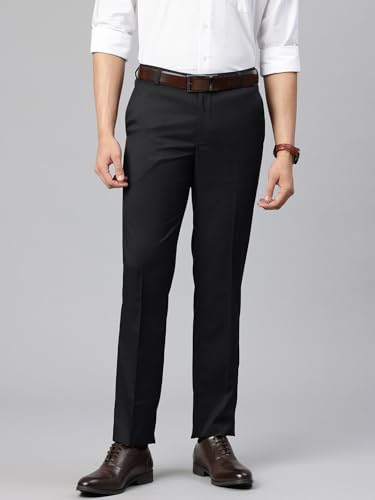 Image of Majestic Man Men's Slim Fit Solid Formal Trousers | Button and Zip | Side, Back Pockets | Italian Design | Office Wear /Executive Wear /Corporate Events /Business Meetings /Suit Pants