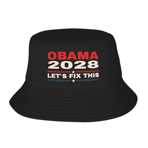 RDATWBE Obama 2028 Bucket Hat Obama for President 2028 Unisex Summer Travel Beach Fisherman Cap Black