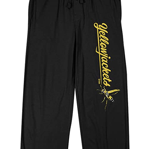 Bioworld Yellowjackets Title Logo with Bee Men's Black Graphic Sleep Pants2