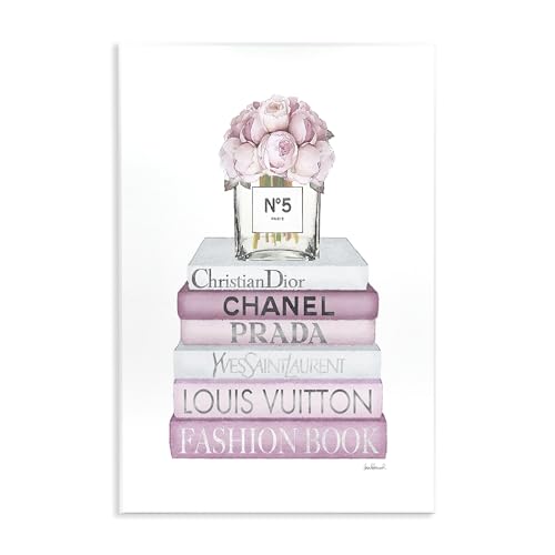 Image of Soft Pink Rose Bookstack, 13 x 19 Inch Mounted Print on Wall Plaque | Stupell Industries . By Amanda Greenwood . Ready to hang . Hand finished . Made in USA