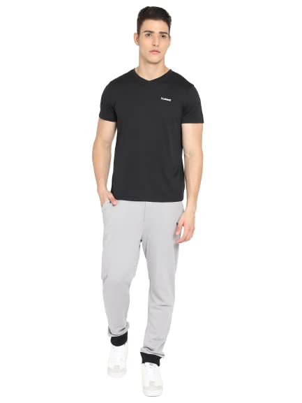 Image of hummel Amero V Neck Half Sleeve Solid Regular fit Polyester T-Shirt for Men Comfortable Breathable Fabric Stretchable for Everyday Use Ideal for Yoga Training Gym Running or Performance