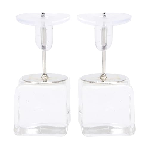 Boucle d'oreille glaçon carrée de 1 cm pour femme - Bijou earbob ice cube unique