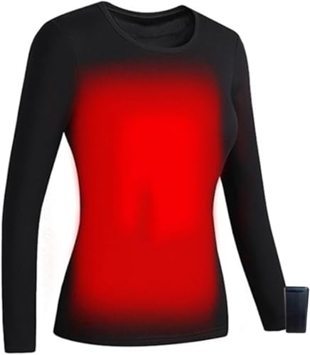JvFbjLF Beheizte Thermounterwäsche mit Powerbank Damen Thermo-Oberteil oder -Hose for Skifahren im Freien Schwarz(Shirt,XL)