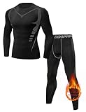 terecey intimo termico uomo invernale traspirante,biancheria termica set uomo asciugatura rapida,completo intimo termico uomo felpata,intimo termica compressione uomo,per sci corsa - nero m