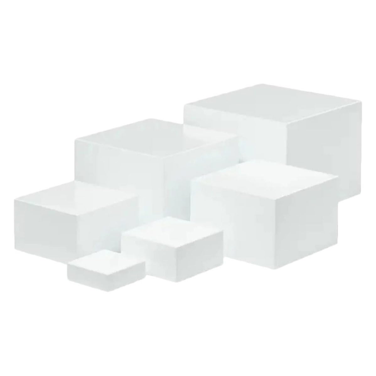 Elevadores de buffet blancos de plástico para exhibir postres en mesas de banquetes