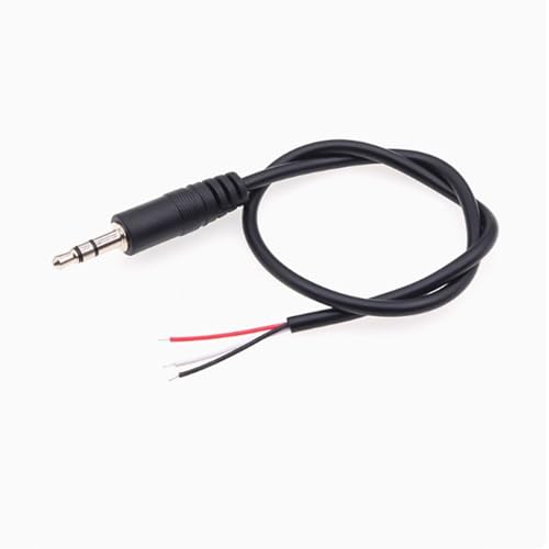 EAHOSUCC Short 0.3M/1FT 3.5mm Replacement Repair Plug Jack TRS 3 Pole Stereo Male Plug,1PCS 3.5mm Male Plug to Bare Wire Open End Cable