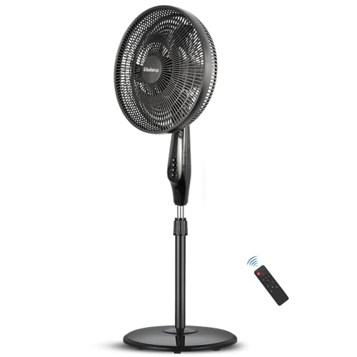 Image of Blueberry's LEE 35-Watts 400-mm BLDC Pedestal Staing Fan,7-Speed Remote with Oscillation,Timer, Sleep,Ideal for Home & Office 2-Year Warranty (Midnight Black) (Eco)