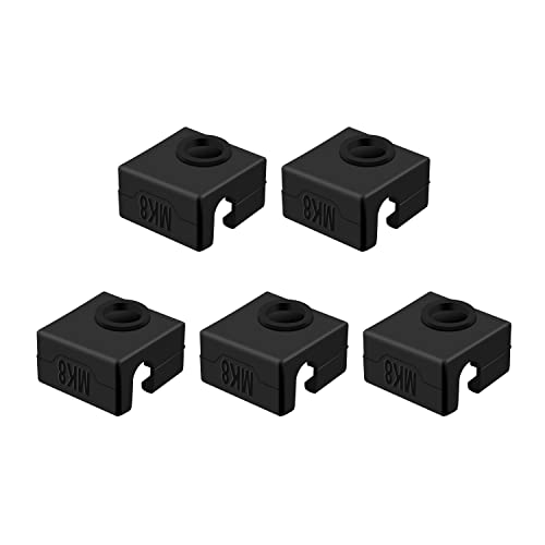 SOOWAY 3D Printer Heater Block Silicone Cover MK7/MK8/MK9 Hotend Compatible with Creality CR-10,10S,S4,S5,Ender 3, ANET A8 Pack of 2 (Black-5 pcs)