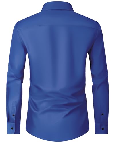 Image of Alimens & Gentle Men's Dress Shirts Long Sleeve Wrinkle Free Stretch Business Casual Wedding Button Down Shirt
