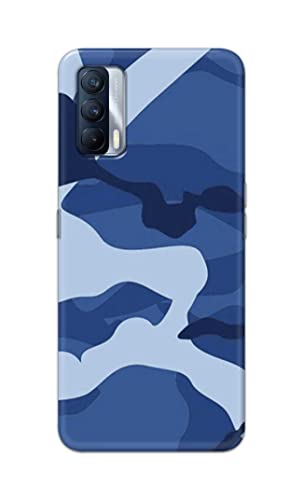 Image of Printed Hard Back Cover Case for Realme X7 Back Cover (Army Blue Pattern) -702
