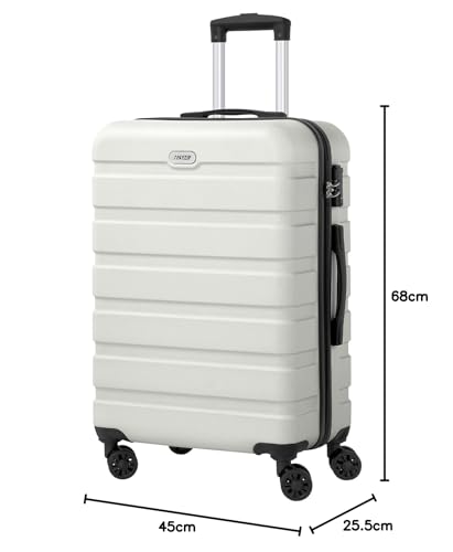 Image of AnyZip Luggage PC ABS Hardside Lightweight Suitcase with 4 Universal Wheels TSA Lock 20 24 28 Inch, White, 24 inch Checked-Medium, Pc Abs Hardside Lightweight Suitcase