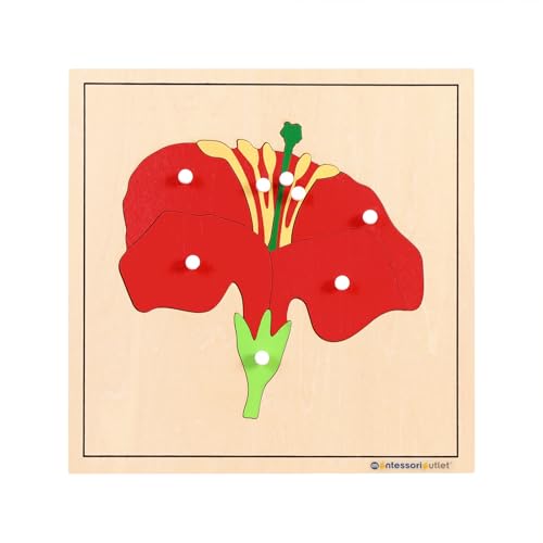 Image of MONTESSORI OUTLET Nature Materials Flower Puzzle Early Preschool Learning Toys for 3-12 Year Old Kids and Toddler