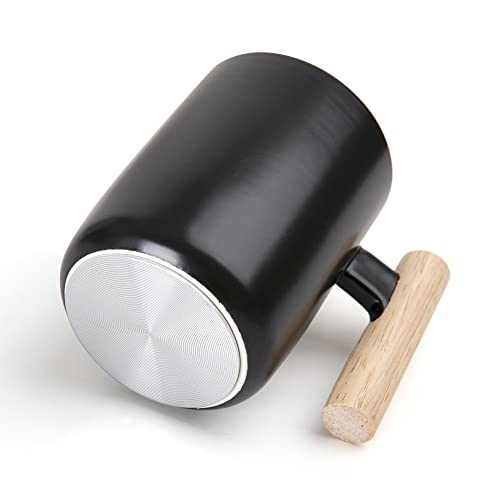 Kript Flat Bottom Ceramic Mug With Aluminum Plate, Wooden Handle And Lid For Usb Coffee Cup Warmer Or Beverage Warmer Maximum Capacity 13.5Oz (Black) #TOP1
