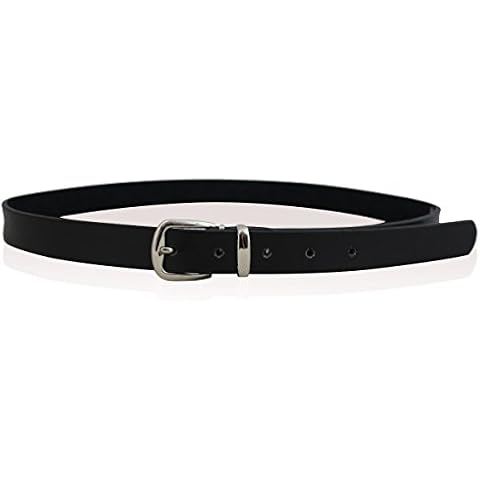 CHILDRENS REAL LEATHER SKINNY BELTS GIRLS BELTS KIDS REAL LEATHER SKINNY BELTS ((24" TO 26") WAIST, BLACK) Cover