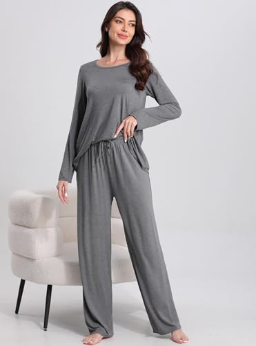 FEQO 3 Pack Women's Lounge Pants Wide Leg Yoga Pants Soft Pajama Bottoms Drawstring Casual Loose Sweatpants2