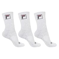Kit Com 3 Pares Meias Algodão Cano Alto Adulto Unisex Fila (BR, Numérico, 34, 38, Regular, Regular, Branco)