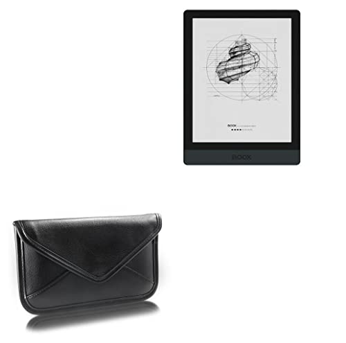 BoxWave Case Compatible with Onyx Boox Poke 3 - Elite Leather Messenger Pouch, Synthetic Leather Cover Case Envelope Design - Jet Black