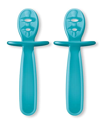 Tigex Cuillères bébé | +6 mois | Cuillères d’apprentissage souples | Bleu | Lot de 2