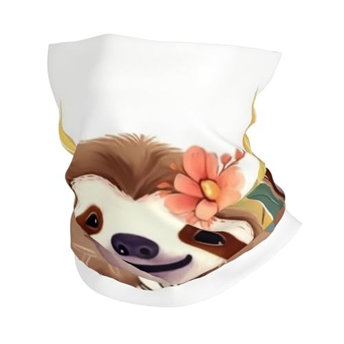 Cute sloth Leaves Neck Gaiter UV Sun Protection Face Mask Scarf Cooling Breathable Face Cover for Men Women Elastic Balaclavas Versatile Bandana, Sun & Wind-proof for Skiing Hiking