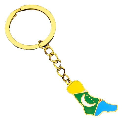 KREATIONS Porte-clés rétro de style ethnique avec pendentif en forme de goutte en émail, Porte-clés comores dorés, S