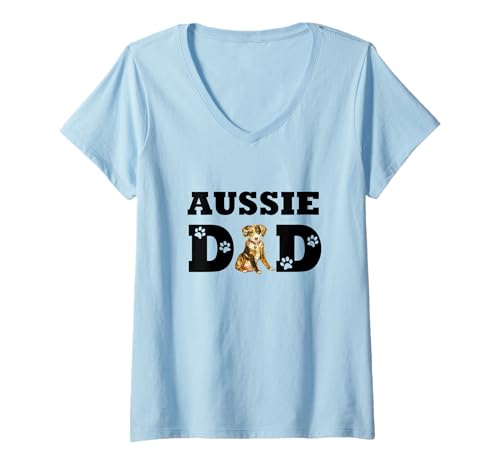 Vestito da papà di pastori australiani per padre australiano. Il design mostra un simpatico cucciolo di pastore australiano per il miglior papà australiano di sempre.