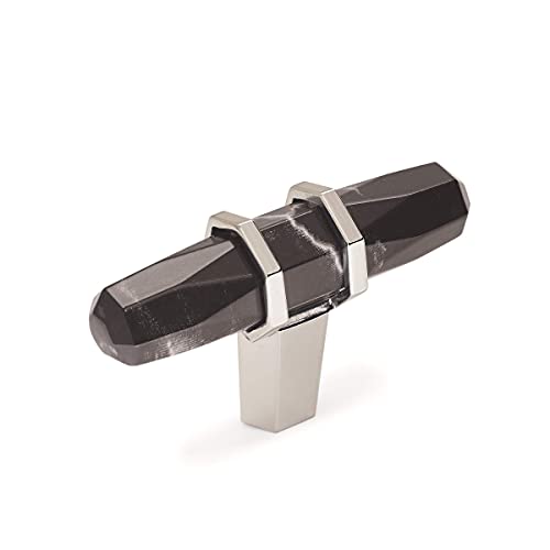 Amerock BP36647MBKPN Carrione Cabinet Knob, 2-1/2 in (64 mm) Length, Marble Black/Polished Nickel