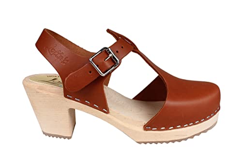 Lotta From Stockholm Highwood Tbar High Heel Clogs In Tan Leather Us 8.5 Eur 39 #TOP1