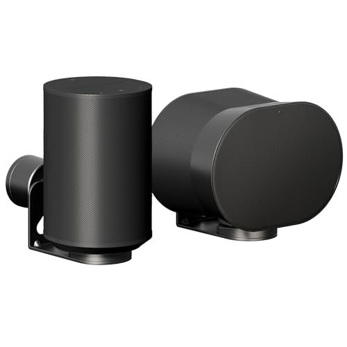 Image of PEGZONE Speaker Wall Mount for Sonos Era 100 and Era 300, 1 Pair, Black | Flexible Angle Adjustment, Surround Sound Speaker Wall Bracket Compatible with Sonos Era Speakers