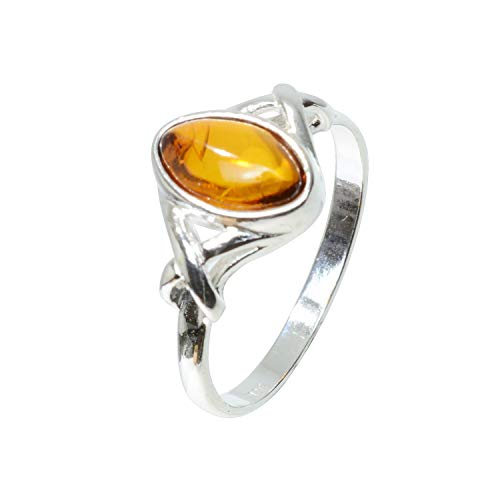 HolidayGiftShops Anillo de ámbar de Plata esterlina y Miel báltica tamaño Faith: 7 HolidayGiftShops Anillo de ámbar de Plata esterlina y Miel báltica tamaño Faith: 7