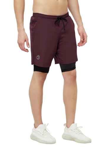 Image of TRUEREVO - 2 in 1 Running Sports Shorts for Men with Mobile Phone Pocket - Quick Dry & Lightweight Moisture-Wicking Active Wear, Gym Shorts for Men Workout - Double Layer Half Pant with Inner Tights