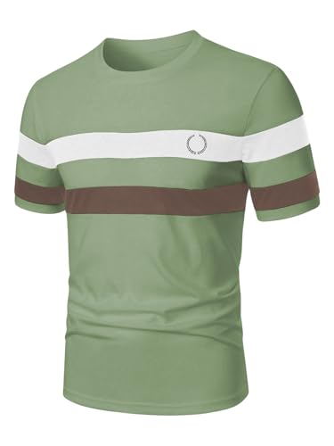 Image of RoseSeek Men's Color Block Short Sleeve Tee Shirts Casual Crewneck T Shirt Trendy Summer Tops