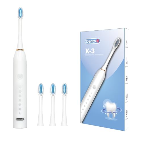 Image of Adult X-3 Sonic Electric Toothbrush With 3 Brush Heads 6 Brushing Modes 42000 Vibrations Per Minute 2 Hours Charging Lasts Upto 60 Days Ipx7 Waterproof Head 1 Year Warranty Multicolor (White)