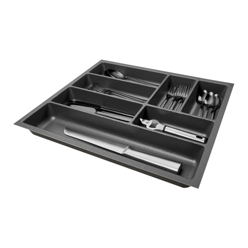 SO-BOX 2 Besteckkasten Breite 40,9 cm, Tiefe 46,2 cm mit anthraziter Kanvas-Struktur für Schubladen bis Juli 2012 von NOBILIA mit einer Breite von 50 cm