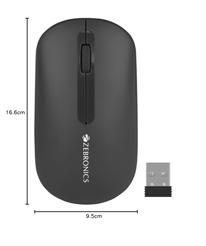 ZEBRONICS Pulse Wireless Mouse, Multi Connectivity, Dual Bluetooth, for Mac, Laptop, Computer, Tablet, 2.4GHz, 1200 DPI, Comfortable & Lightweight (Black) ZEBRONICS Pulse Wireless Mouse, Multi Connectivity, Dual Bluetooth, for Mac, Laptop, Computer, Tablet, 2.4GHz, 1200 DPI, Comfortable & Lightweight (Black)