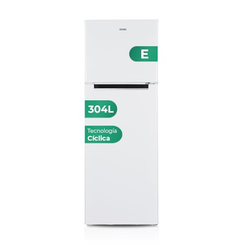 Svan Frigorífico 2 Puertas Blanco SF17601EV. Capacidad 304 Litros, Puerta Reversible, Bajo Nivel Sonoro, Eficiencia Energética Clase E