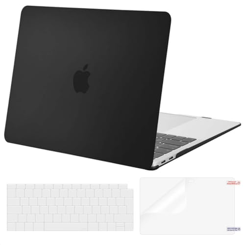 MOSISO 3 en 1 Funda Compatible con MacBook Air 13 Pulgadas 2021-2018 M1 | A2337 A2179 A1932 Retina, Carcasa Dura para MacBook Air 13,3 Pulgadas&Cubierta Teclado&Pantalla Protector,Negro