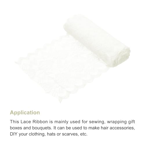 MECCANIXITY 6 Inch Wide 5 Yard Elastic Lace Ribbon, Stretch Floral Pattern Lace Trim Embroidered Fabric for Sewing Making and DIY Crafts Gift Wrapping Bouquets Wedding Decor(Light White) by MECCANIXITY - Image 4