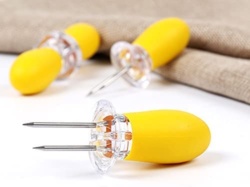 8Pcs (4 Pairs) Corn Holders, Corn Cob Skewers Stainless Steel Corn On The Cob Skewers With Silicone Handle For Home Cooking, Bbq, Picnics, Camping And Parties #TOP3