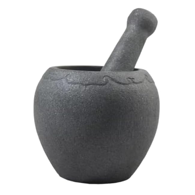 QUQUQ Mortar and Pestle Set Old-Fashioned Stone Mortar Pounding Jar Household Garlic Mortar Kitchen Grinder Pestle Set Seasoning Spice Tools