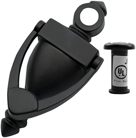 SANATO Black Door Knocker with UL Listed Fire Proof Door Viewer,5 inch Height (5" Height, Black)