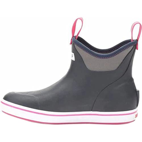 Image of XTRATUF Women's 6 Inch Ankle Deck Boot, Navy /Pink, 6