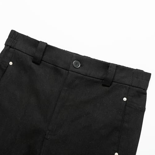 Men's Fashionable Wide Leg Pants - Black Elastic Waistband Casual Jeans for Daily Commuting and Gatherings4