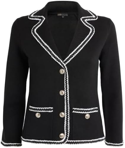 MAJE Chaqueta de Punto Estilo Blazer en Negro con Ribete de Contraste de Segunda Mano