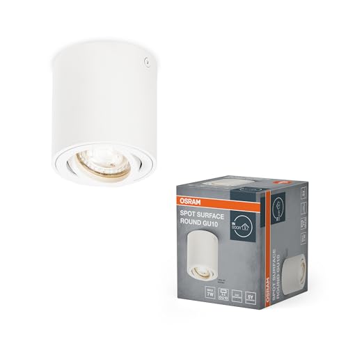 Osram Spot Surface Round Deckenaufbauspot,weiß, mit GU10 Sockel, kann mit einfacher oder smarter Lampe bestückt werden, flexibler Ausstrahlwinkel, Schutzklasse IP20, hochwertiges Gehäuse