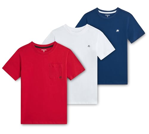 La mejor comparación de Camisetas y camisas deportivas para Niño los mejores 10. 41 AEROPOSTALE - Camisetas atléticas para niños, paquete de 3 camisas de mezcla de algodón de manga corta con cuello redondo para niños, camisetas gráficas de jersey con...