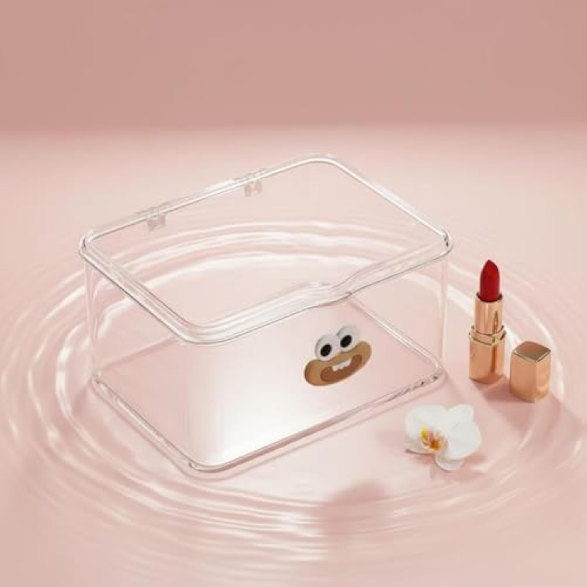 Dustproof Acrylic Makeup Organizer with Lid, Transparent