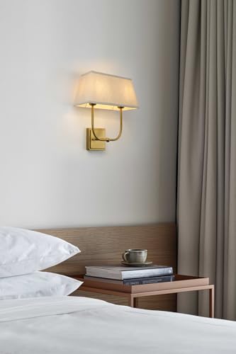 Vintage-2-Lights-Wall-Sconces-with-Linen-Fabric-Lampshade-Double-Head-Bathroom-Vanity-Lights-Fixture-in-Antique-Brass-Indoor-Wall-Lamps-for-Bedroom-Living-Room-Hallway-Stairway Vintage 2 Lights Wall Sconces with Linen Fabric Lampshade Double Head Bathroom Vanity Lights Fixture in Antique Brass Indoor Wall Lamps for Bedroom Living Room Hallway Stairway